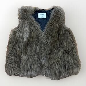 Old Navy Brown Faux Fur Vest Girls Sleeveless Cozy Boho Fall Winter Layering M